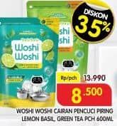 Promo Harga Woshi Woshi Dishwash  Lime Lemon Basil, Green Tea 600 ml - Superindo