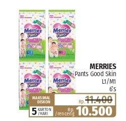 Promo Harga Merries Pants Good Skin L1, M1 per 6 bag 1 pcs - Lotte Grosir