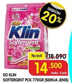 Promo Harga SO KLIN Softergent Rossy Pink 770 gr - Superindo