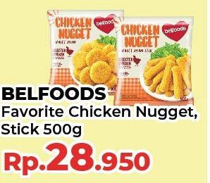 Promo Harga Belfoods Nugget Chicken Nugget, Chicken Nugget Stick 500 gr - Yogya