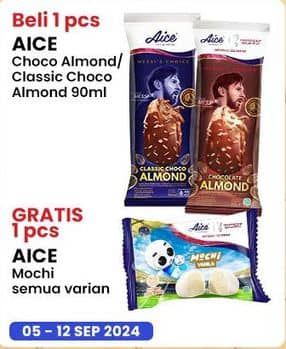 Promo Harga Aice Ice Cream Chocolate Almond, Classic Choco Almond 90 gr - Indomaret