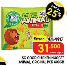 Promo Harga SO GOOD Chicken Nugget Animal, Original 400 gr - Superindo