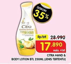 Promo Harga Citra Hand & Body Lotion 230 ml - Superindo