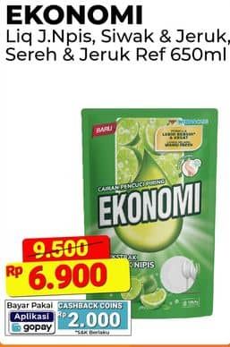 Promo Harga Ekonomi Pencuci Piring Power Liquid Jeruk Nipis, Sereh Jeruk Nipis, Siwak Jeruk Limau 650 ml - Alfamart