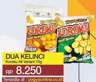 Promo Harga DUA KELINCI Kacang Koro Original, Koro Rumput Laut, Koro Spicy 70 gr - Yogya