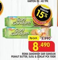 Promo Harga Roma Sari Gandum Peanut Butter, Susu Cokelat 115 gr - Superindo