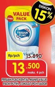 Promo Harga FRISIAN FLAG Susu Kental Manis Putih, Cokelat 560 gr - Superindo