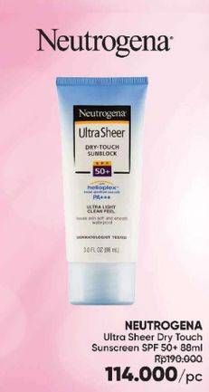 Promo Harga NEUTROGENA Ultra Sheer Dry-Touch Sunscreen SPF 50+ PA+++ 88 ml - Guardian