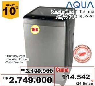 Promo Harga AQUA AQW-710DD | Mesin Cuci Fuzzy Logic Front Load 7kg  - Giant
