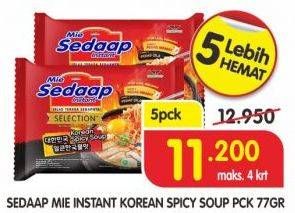 Promo Harga SEDAAP Korean Spicy Soup per 5 pcs 77 gr - Superindo
