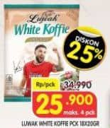 Promo Harga Luwak White Koffie per 18 sachet 20 gr - Superindo