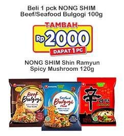 Promo Harga Nongshim Noodle Beef Bulgogi, Seafood Bulgogi 105 gr - Indomaret