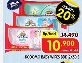 Promo Harga Kodomo Baby Wipes All Variants 50 pcs - Superindo