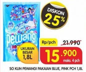 Promo Harga SO KLIN Pewangi Blue, Pink 1800 ml - Superindo