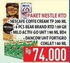 Promo Harga NESCAFE Coffee Cream 200ml + BEAR BRAND Susu Steril 189ml + MILO Activ Go UHT 190ml + DANCOW Fortigo UHT 180ml  - Hypermart