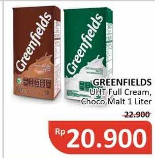 Promo Harga GREENFIELDS UHT Full Cream, Choco Malt 1000 ml - Alfamidi