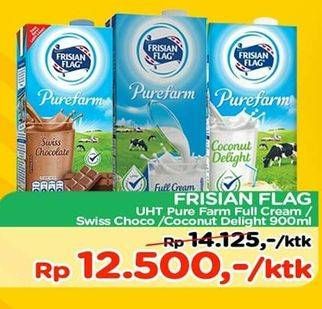 Promo Harga FRISIAN FLAG Susu UHT Purefarm Full Cream, Cokelat, Coconut 900 ml - TIP TOP