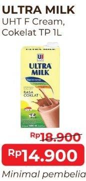 Promo Harga ULTRA MILK Susu UHT Full Cream, Coklat 1000 ml - Alfamart