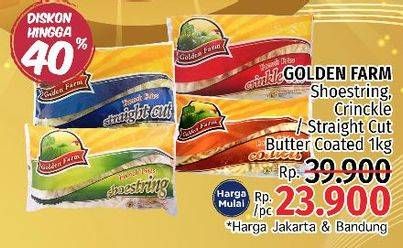 Promo Harga GOLDEN FARM French Fries Crinkle, Straight, Coated, Shoestring 1000 gr - LotteMart