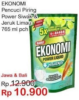 Promo Harga EKONOMI Pencuci Piring Power Liquid Jeruk Nipis, Siwak 765 ml - Indomaret