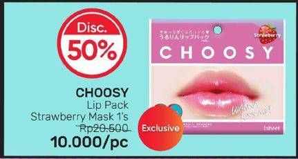 Promo Harga Choosy Hydrogel Lip Mask Strawberry  - Guardian