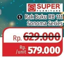 Promo Harga SUPER FURNITURE Rak Buku RB 111 Sonoma Series 60 X 38 Cm  - Lotte Grosir