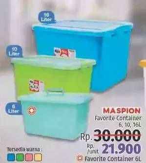 Promo Harga MASPION Favorite Box Container 6 ltr - LotteMart