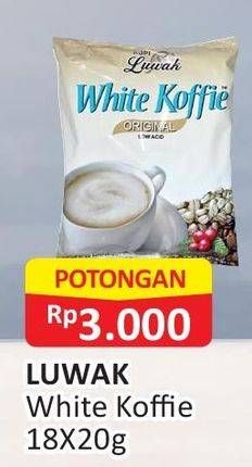 Promo Harga Luwak White Koffie per 18 sachet 20 pcs - Alfamart