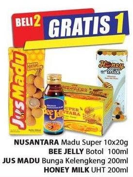 Promo Harga Nusantara Madu Super/Bee Jelly/Jus Madu Bunga Kelengkeng/Honey Milk UHT  - Hari Hari