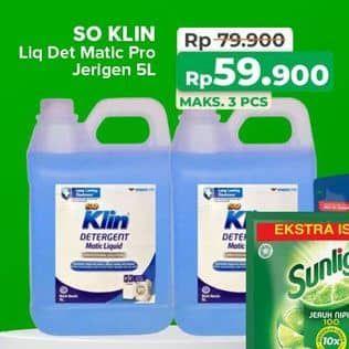 Promo Harga So Klin Detergent Matic Liquid Profesional Solution 5000 ml - Yogya