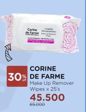 Promo Harga CORINE DE FARME Make Up Remover Wipes  - Watsons