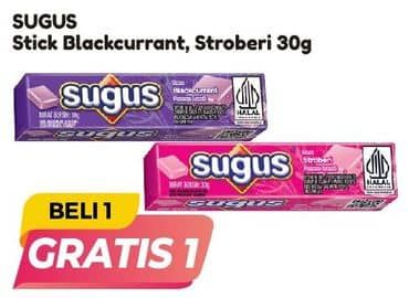 Promo Harga Sugus Permen Stick Blackcurrant, Strawberry 30 gr - Alfamart