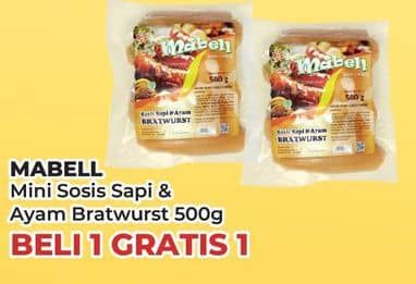 Promo Harga Mabell Mini Sosis Sapi & Ayam Bratwurst 500 gr - Yogya