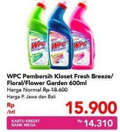 Promo Harga WPC Pembersih Kloset Pink Flower Garden, Biru Floral, Hijau Fresh Breeze 600 ml - Carrefour