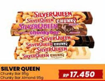 Promo Harga Silver Queen Chunky Bar Almonds, Dark 95 gr - Yogya
