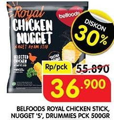 Promo Harga Belfoods Royal Nugget Chicken Nugget Stick, Chicken Nugget Drummies, Chicken Nugget S 500 gr - Superindo