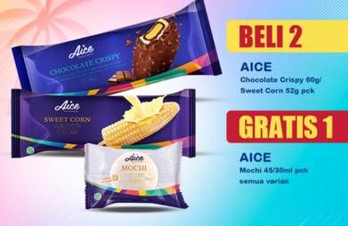 Promo Harga AICE Ice Cream Sweet Corn, Chocolate Crispy 52 gr - Indomaret