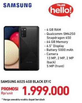 Promo Harga SAMSUNG Galaxy A02s 1 pcs - Carrefour