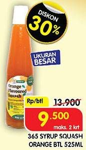 Promo Harga 365 Syrup Squash Orange 525 ml - Superindo