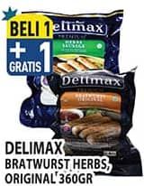 Promo Harga Delimax Bratwurst Original, Herbs 360 gr - Hypermart