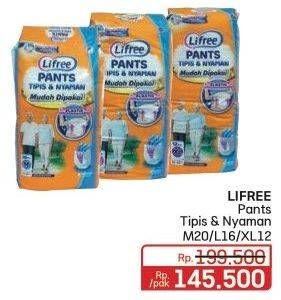 Promo Harga Lifree Popok Celana Tipis & Nyaman Bergerak L16, M20, XL12 12 pcs - Lotte Grosir