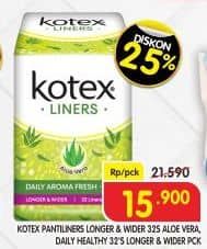 Promo Harga Kotex Fresh Liners Longer & Wider/Kotex Liners Daily Healthy V-Care Longer & Wider   - Superindo