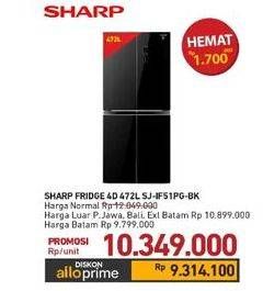 Promo Harga Sharp SJ-IF51PG-BK | Kulkas 427 L  - Carrefour