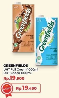 Promo Harga Greenfields UHT Full Cream, Choco Malt, Chocolate 1000 ml - Yogya