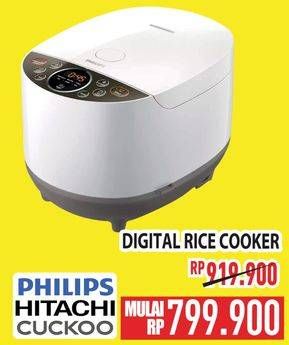 Promo Harga Philips/Hitachi/Cuckoo Digital Rice Cooker  - Hypermart