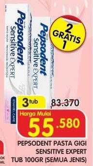 Promo Harga PEPSODENT Pasta Gigi Sensitive Expert All Variants per 3 pcs 100 gr - Superindo