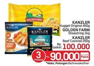 Promo Harga Kanzler Chicken Nugget + Beef Cocktail + Golden Farm French Fries  - LotteMart