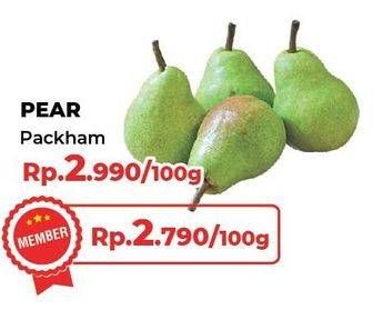 Promo Harga Pear Packham per 100 gr - Yogya