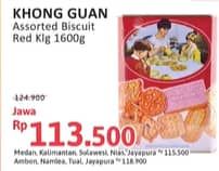 Promo Harga Khong Guan Assorted Biscuit Red Persegi 1600 gr - Alfamidi