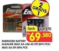 Promo Harga ENERGIZER Battery Alkaline Max AA E91 per 3 pcs - Superindo